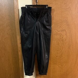 Forever 21 Men's Black Faux Leather Joggers